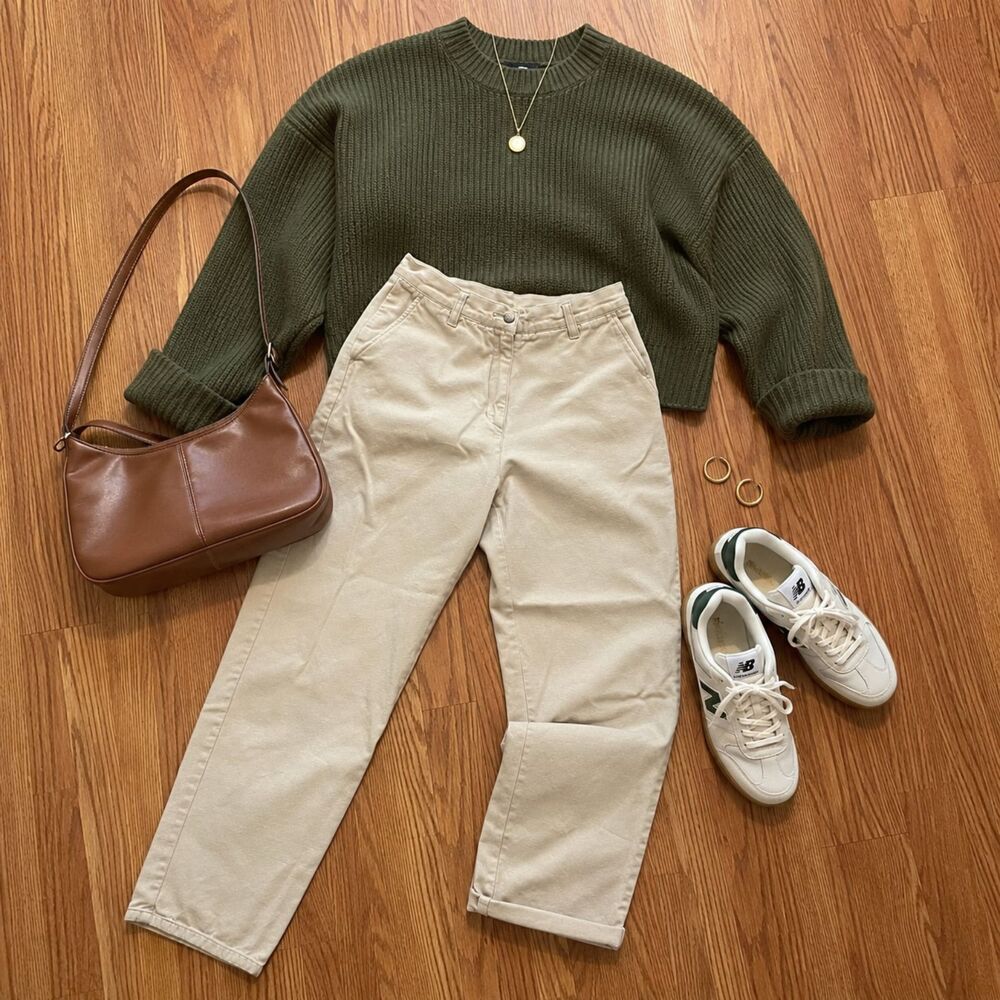 Woolrich Tan High Waist Straight Leg Khaki Pants Classic Trousers Casual Preppy